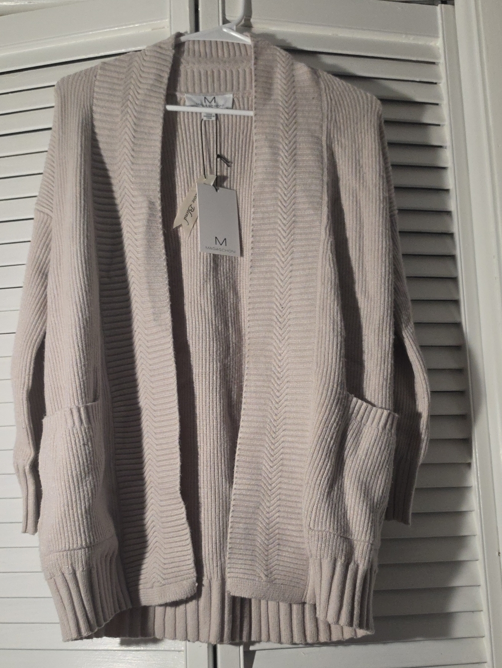 Magaschoni Open-Front Ribbed Cardigan - Light Cream